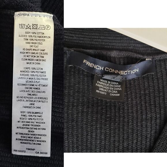 NWT|French Connection Blue/Black Caballo Floral Lace Sleeve Sweater, XS - Picture 12 of 12